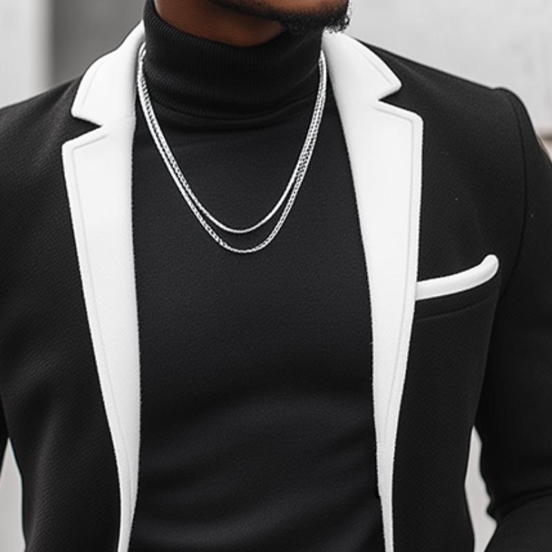 Men's Retro Casual Colorblock Single Breasted Blazer 9885838639288