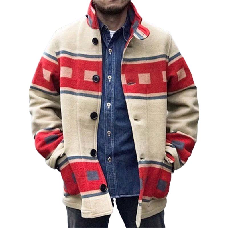 Men's Classic Casual Printed Multi-Pocket Button-Down Jacket 9261096304824